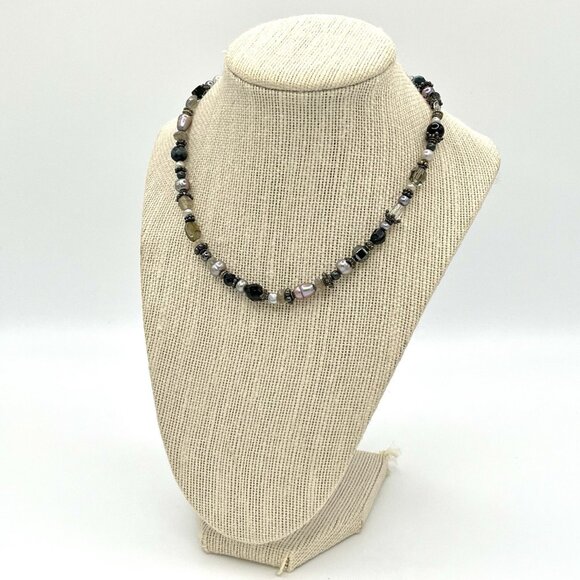 Artisan Sterling Silver 925 Beaded Necklace Freshwater Pearl, Gemstone, Glass - Picture 3 of 8